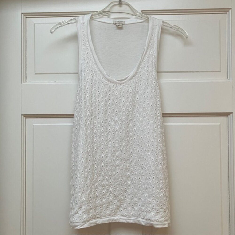 J. Crew Factory White eyelet overlay scoop neck tank top XS
